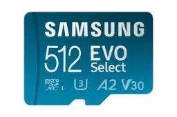 Produktbild: Samsung EVO Select (2024) microSD-Karte + SD-Adapter, 512 GB, Speicherkarte für Smartphone und Tablet, UHS-I U3, 4K UHD, Full HD, 160 MB/s Lesen, MB-ME512SA/EU