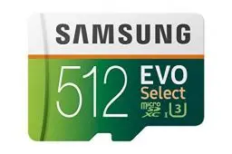 Produktbild: Samsung EVO Select microSD-Karte, 512 GB, 100 MB/s und 90 MB/s, Speicherkarte für Full HD & 4K UHD, Inkl. SD-Adapter für Smartphone, Tablet, Action-Kamera, Drohne und Notebook