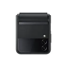 Produktbild: Samsung Flap Leather Cover EF-VF721 für das Galaxy Z Flip4 | Smartphone Cover, Handy-Hülle, echtes Leder, Schutz Case, stoßfest, abnehmbare Scharnierabdeckung, Black