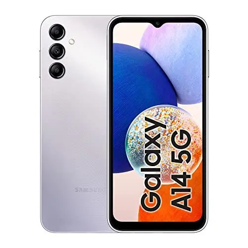 Produktbild: Samsung Galaxy A14 5G, Android Smartphone, 6,6 Zoll Dynamic AMOLED Display, 5.000 mAh Akku, 64 GB/4 GB RAM Handy in Silver inkl. 30 Monate Herstellergarantie (Exklusiv bei Amazon)