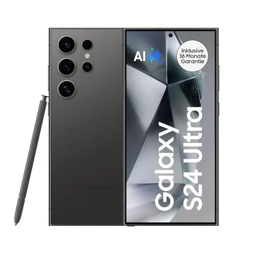 Produktbild: Samsung Galaxy S24 Ultra AI Smartphone, Android-Handy ohne Vertrag, 12GB RAM/256GB Speicher, 200-MP-Kamera, S Pen, Lange Akkulaufzeit, Titanium Black, 3 Jahre Herstellergarantie