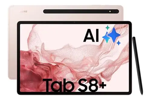 Produktbild: Samsung Galaxy Tab S8+, 12,4 Zoll, 256 GB interner Speicher, 8 GB RAM, Wi-Fi, Android Tablet inklusive S Pen, Pink Gold, inkl. 36 Monate Herstellergarantie