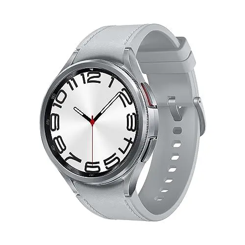 Produktbild: Samsung Galaxy Watch6 Classic Smartwatch, Gesundheitsfunktionen, Fitness Tracker, Schnell ladender Akku, LTE Smartwatch, 47 mm, Silber, Inkl. 36 Monate Herstellergarantie (Exklusiv bei Amazon)