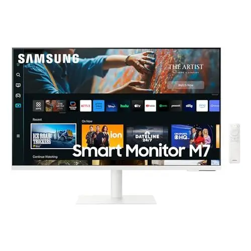 Produktbild: Samsung M70C Smart Monitor mit Lautsprechern, 32 Zoll, VA-Panel, 3.840 x 2.160 Pixel, Bildwiederholrate 60 Hz, Reaktionszeit 4 ms, inkl. Entertainment Hub, Samsung Dex, USB-C mit 65W Laden, Pivot