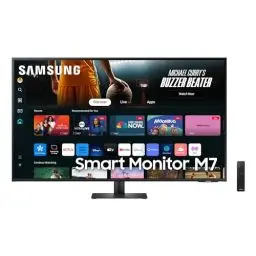 Produktbild: Samsung M70D Smart Monitor, 43 Zoll, 4K AI Upscaling, UHD, 60 Hz, Streaming-Monitor mit Entertainment und Gaming Hub, Bildschirm mit Lautsprechern, Smart TV Apps mit Fernbedienung, LS43DM702UUXEN