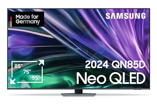 Produktbild: Samsung Neo QLED 4K QN85D Fernseher 65 Zoll, Neural Quantum 4K AI Gen2 Prozessor, Mini LED TV, AI Upscaling, Smart TV, Dolby Atmos, Gaming Hub, GQ65QN85DBTXZG, Deutsches Modell (2024)