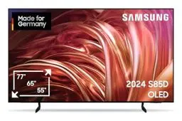 Produktbild: Samsung OLED 4K S85D Fernseher 77 Zoll, Samsung TV mit Neural Quantum 4K AI Gen2 Prozessor, OLED HDR, Contour Design, 4K Upscaling, Smart TV, KI TV, GQ77S85DAEXZG, Deutsches Modell (2024)