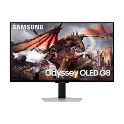 Produktbild: Samsung Odyssey G80SD OLED Gaming Monitor, 32 Zoll, 4K AI Upscaling, UHD Bildschirm, 3.840 x 2.160, Bildwiederholrate 240 Hz, Reaktionszeit 0,03 ms (G/G), AMD FreeSync Premium Pro, LS32DG800SUXEN