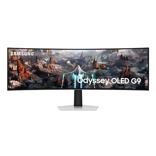 Produktbild: Samsung Odyssey OLED G93SC Curved Gaming Monitor, 49 Zoll, OLED-Panel, 5.120 x 1.440 Pixel, Freesync Premium Pro, Bildwiederholrate 240 Hz, Reaktionszeit 0,03 ms (G/G), Bildschirmkrümmung 1.800R