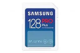 Produktbild: Samsung PRO Plus SD-Karte, 128 GB, UHS-I U3, Full HD & 4K UHD, 180 MB/s Lesen, 130 MB/s Schreiben, Speicherkarte für Spiegelreflexkameras und Systemkameras , MB-SD128S/EU