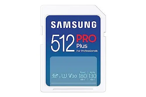 Produktbild: Samsung PRO Plus SD-Karte, 512 GB, UHS-I U3, Full HD & 4K UHD, 180 MB/s Lesen, 130 MB/s Schreiben, Speicherkarte für Spiegelreflexkameras und Systemkameras , MB-SD512S/EU