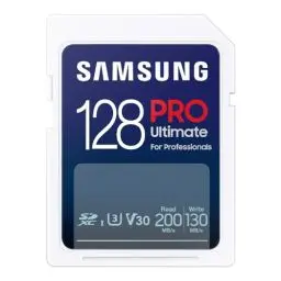 Produktbild: Samsung PRO Ultimate SD-Karte, 128 GB, UHS-I U3, Full HD & 4K UHD, 200 MB/s Lesen, 130 MB/s Schreiben, Speicherkarte für Kamera, PC, Drohne oder Action-Cam, MB-SY128S/WW