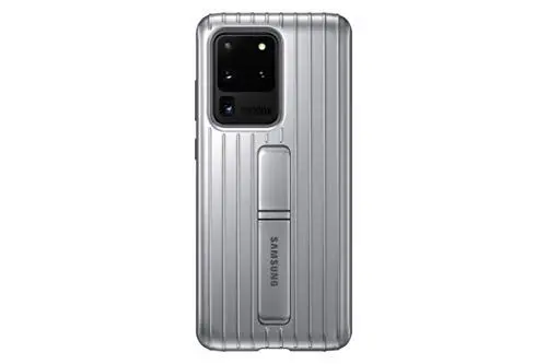 Produktbild: Samsung Protective Standing Smartphone Cover EF-RG988 für Galaxy S20 Ultra Handy-Hülle, Schutz, ausklappbarer Standfuß, griffige Oberfläche, silber