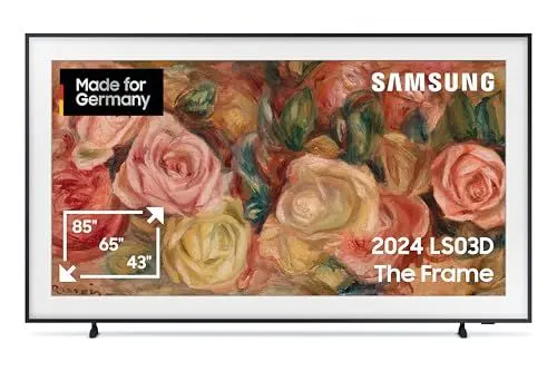 Produktbild: Samsung QLED 4K Fernseher The Frame 65 Zoll, Samsung TV mit mattem Display und austauschbarem Rahmen, Art Mode, Smart TV, GQ65LS03DAUXZG, Deutsches Modell (2024)
