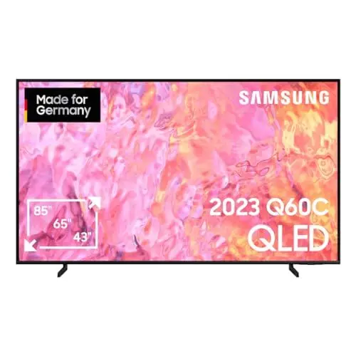 Produktbild: Samsung QLED 4K Q60C 75 Zoll Fernseher (GQ75Q60CAUXZG, Deutsches Modell), Quantum-Dot-Technologie, Quantum HDR, AirSlim Design, Smart TV (2023)