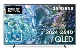 Produktbild: Samsung QLED 4K Q64D Fernseher 55 Zoll, Samsung TV mit Quantum Prozessor Lite 4K, 100 % Farbvolumen, 4K Upscaling, Motion Xcelerator, Smart TV, GQ55Q64DAUXZG, Deutsches Modell (2024)