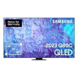Produktbild: Samsung QLED 4K Q80C 98 Zoll Fernseher, Direct Full Array, AI Neural Quantum Prozessor 4K, Real Depth Enhancer, Smart-TV, KI TV, GQ98Q80CATXZG, Deutsches Modell (2023)