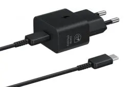 Produktbild: Samsung Schnellladeadapter, Energieeffizientes Ladegerät mit USB-C Datenkabel, 25 Watt, Schwarz, EP-T2510X