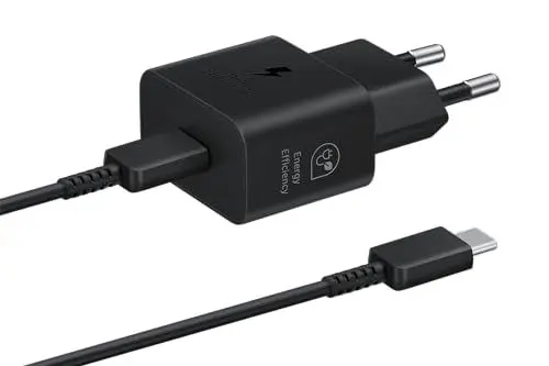 Produktbild: Samsung Schnellladeadapter, Energieeffizientes Ladegerät mit USB-C Datenkabel, 25 Watt, Schwarz, EP-T2510X