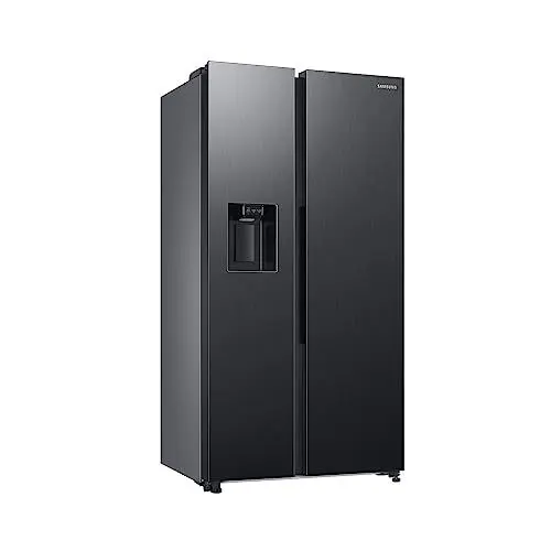 Produktbild: Samsung Side-by-Side-Kühlschrank mit Gefrierfach, 178 cm, 635 l, AI Energy Mode, Wasser- und Eisspender, No Frost+, Premium Black Steel, RS6GA854CB1/EG