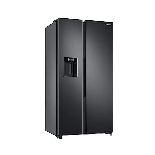 Produktbild: Samsung Side-by-Side-Kühlschrank mit Gefrierfach, 178 cm, 635 l, AI Energy Mode, Wasser- und Eisspender, No Frost+, Premium Black Steel, RS6GA884CB1/EG