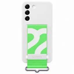 Produktbild: Samsung Silicone Cover Smartphone Cover mit Strap EF-GS901 für Galaxy S22, Handy-Hülle, Silikon, Schutz Case, stoßfest, dünn und griffig, Halteband, Weiß
