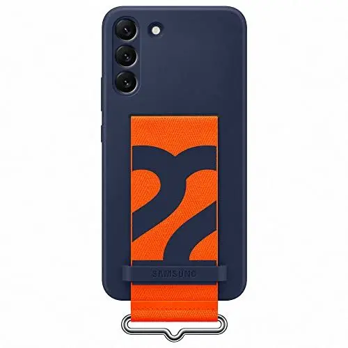 Produktbild: Samsung Silicone Cover Smartphone Cover mit Strap EF-GS906 für Galaxy S22+, Handy-Hülle, Silikon, Schutz Case, stoßfest, dünn und griffig, Halteband, Dunkelblau