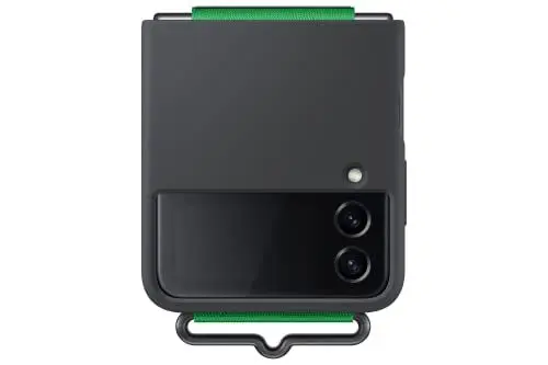 Produktbild: Samsung Silicone Cover mit Strap EF-GF721 für das Galaxy Z Flip4 | Smartphone Cover, Handy-Hülle, Silikon, Schutz Case, stoßfest, dünn und griffig, Halteband, Black