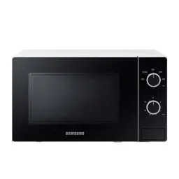 Produktbild: Samsung Solo-Mikrowelle, 700 W, Epoxy-Garraum mit 20 l Volumen, 5 Leistungsstufen, Defrost, Weiß/Schwarz, MS20A3010AH/EG