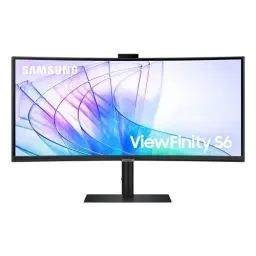 Produktbild: Samsung ViewFinity S65VC Curved Monitor 34 Zoll, Mit Lautsprechern und Webcam, Bildschirm mit VA-Panel, 3.440 x 1.440 Pixel, Bildwiederholrate 100 Hz, Reaktionszeit 5 ms, 90 W Laden via USB-C, Pivot