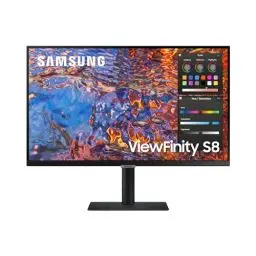 Produktbild: Samsung ViewFinity S8UP Business-Monitor 32 Zoll, IPS-Panel, 4K UHD-Auflösung, 98% DCI-P3-Farbraumabdeckung für Grafikdesign, Bildwiederholrate 60 Hz, 5 ms, USB-C mit 90 W Laden, Pivot