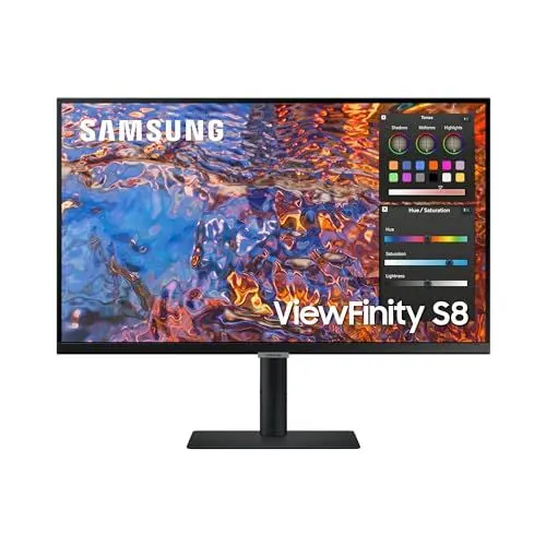 Produktbild: Samsung ViewFinity S8UP Business-Monitor 32 Zoll, IPS-Panel, 4K UHD-Auflösung, 98% DCI-P3-Farbraumabdeckung für Grafikdesign, Bildwiederholrate 60 Hz, 5 ms, USB-C mit 90 W Laden, Pivot