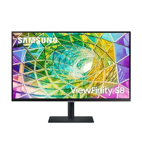 Produktbild: Samsung Viewfinity S8 Monitor 32 Zoll, VA-Panel, 4K UHD-Auflösung, HDR10, Reaktionszeit 5 ms, Bildwiederholrate 60 Hz, Neigbar, Schwenkbar, Pivot, Schwarz, S32A800NMP