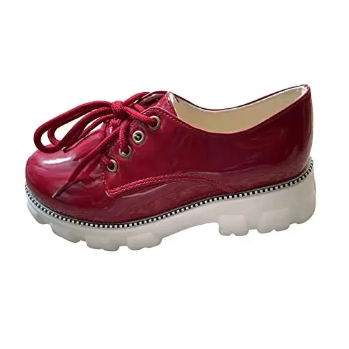 Produktbild: Riemchensandalen Damen Mit Absatz OrthopäDische einfarbige Schuhe Strass Lackleder schnüren lässige Lederschuhe Schuhe Damen Sandalen (Red, 38)