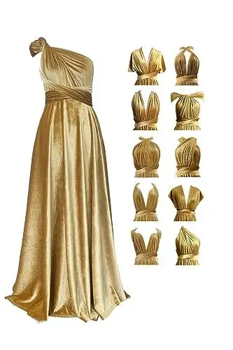 Produktbild: Samt Infinity Kleid mit Bandeau Brautjungfernkleid Multi-Way Kleid Lang Convertible Twist Wickelkleid