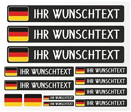Produktbild: Samunshi® Namensaufkleber Set Deutschland Flagge - Name für Auto Motorrad Fahrrad Helm - Aufkleber Sticker personalisiert - Tuningaufkleber