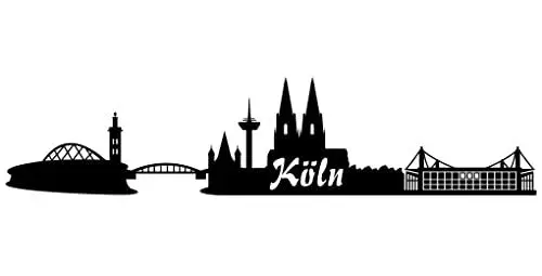 Produktbild: Samunshi® Wandtattoo Köln + Stadion Skyline Wandaufkleber schwarz 30x6,6cm
