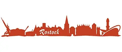 Produktbild: Samunshi® Wandtattoo Rostock Skyline Wandaufkleber Wandsticker viele Farben und Größen sofort lieferbar 100 x 18cm kupfermetalleffekt