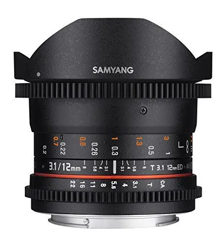 Produktbild: SAMYANG 13012T3.1N 12 mm T3.1 VDSLR ED AS NCS Objektiv für Anschluss Fish-Eye Nikon schwarz