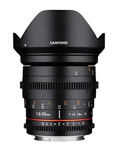 Produktbild: SAMYANG 13020T1.9CM 20mm T1.9 VDSLR ED AS UMC Objektiv für Anschluss Canon M schwarz
