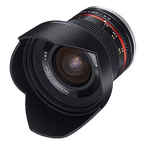 Produktbild: Samyang 12mm F2.0 MFT schwarz - Weitwinkel Festbrennweite für Micro Four Thirds Anschluss, manueller Fokus, für APS-C Kamera Olympus OM-D E-M1 III, Pen E PL10, OM-D E-M5 III, Panasonic Lumix DC-G91