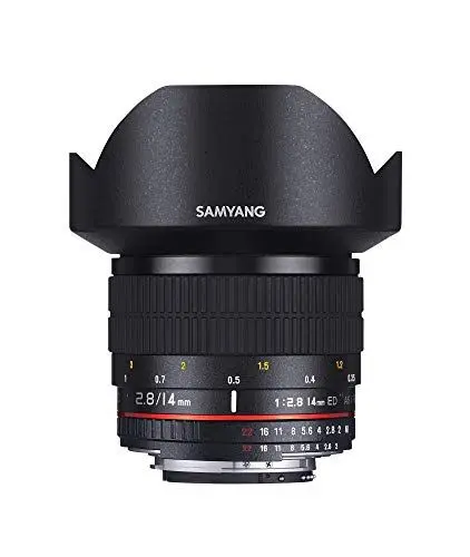 Produktbild: Samyang 14/2,8 Objektiv DSLR Nikon F AE manueller Fokus automatischer Blendenring Fotoobjektiv, Weitwinkelobjektiv schwarz