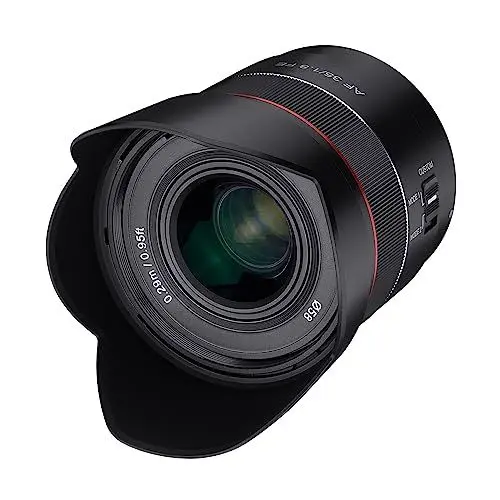 Produktbild: Samyang AF 35mm F1,8 FE für Sony E-Mount Vollformat & APS-C, ultra leichtes Weitwinkelobjektiv mit 63,6° Bildwinkel & schnellem Autofokus, Festbrennweite für Sony Alpha A7 III A7C A7C II A7C R