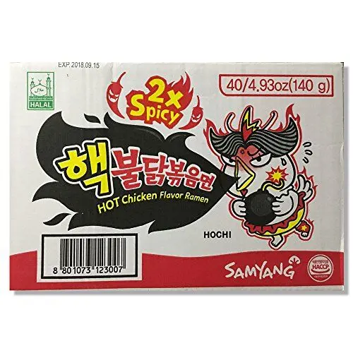 Produktbild: Samyang Buldak Hot Chicken Flavor Ramen 2x spicy, extra scharfe Instant Nudeln mit Hühnchengeschmack, Karton mit 40 Packungen (40 x 140g)