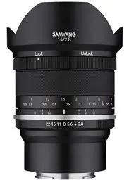 Produktbild: Samyang MF 14mm F2,8 MK2 Fuji X – Weitwinkel Objektiv manueller Fokus Festbrennweite für APS-C Kameras mit Fuji X Mount, 2. Generation Fujifilm X-T1, X-Pro2, X-T3, X-H1, X-T30, X-Pro3, X-T200, X-T4