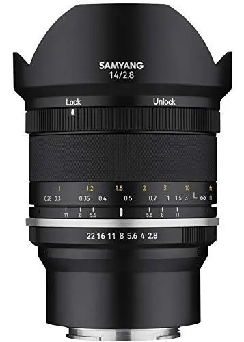 Produktbild: Samyang MF 14mm F2,8 MK2 Fuji X – Weitwinkel Objektiv manueller Fokus Festbrennweite für APS-C Kameras mit Fuji X Mount, 2. Generation Fujifilm X-T1, X-Pro2, X-T3, X-H1, X-T30, X-Pro3, X-T200, X-T4