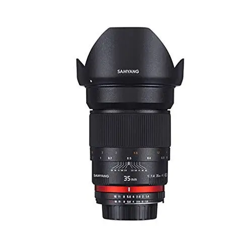 Produktbild: Samyang MF 35mm F1,4 Canon EF – Weitwinkel Objektiv Festbrennweite manueller Fokus, Foto Objektiv für Canon EF- Mount APS-C Kameras Canon EOS-1D X Mark III 6D Mark II 5D