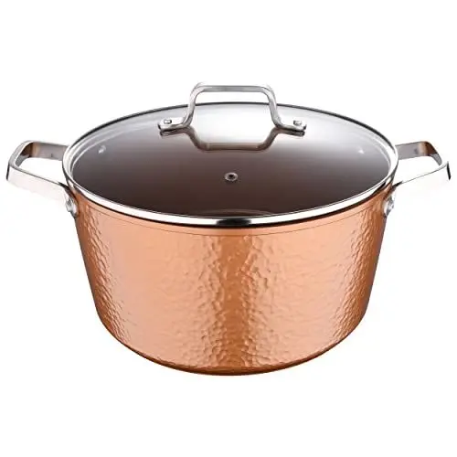 Produktbild: SAN Ignacio Origin - Canco mit 28 cm Deckel - Hergestellt in geschmiedetem Aluminium - Whitford Interieur - Außenheizbeständiger Farbe - Kupfer - Induktionspunkt - Edelstahlgriff