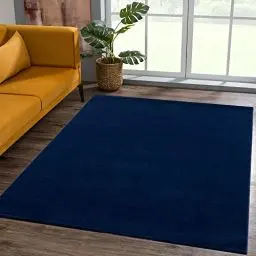 Produktbild: SANAT Kurzflor Teppich Wohnzimmer - Uni Modern Teppiche fürs Schlafzimmer, Arbeitszimmer, Büro, Flur, Kinderzimmer und Küche - Marine, 60 x 110 cm