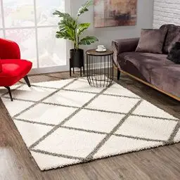 Produktbild: SANAT Madrid Shaggy Teppich - Hochflor Teppiche für Wohnzimmer, Schlafzimmer, Küche - Creme, Größe: 140x200 cm